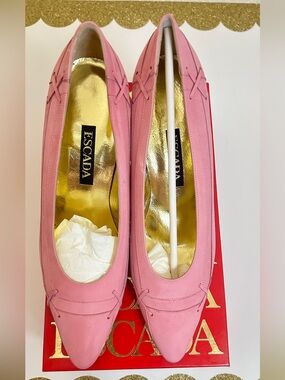 Vintage Escada pink suede leather pump size 8.5 B Made in Italy